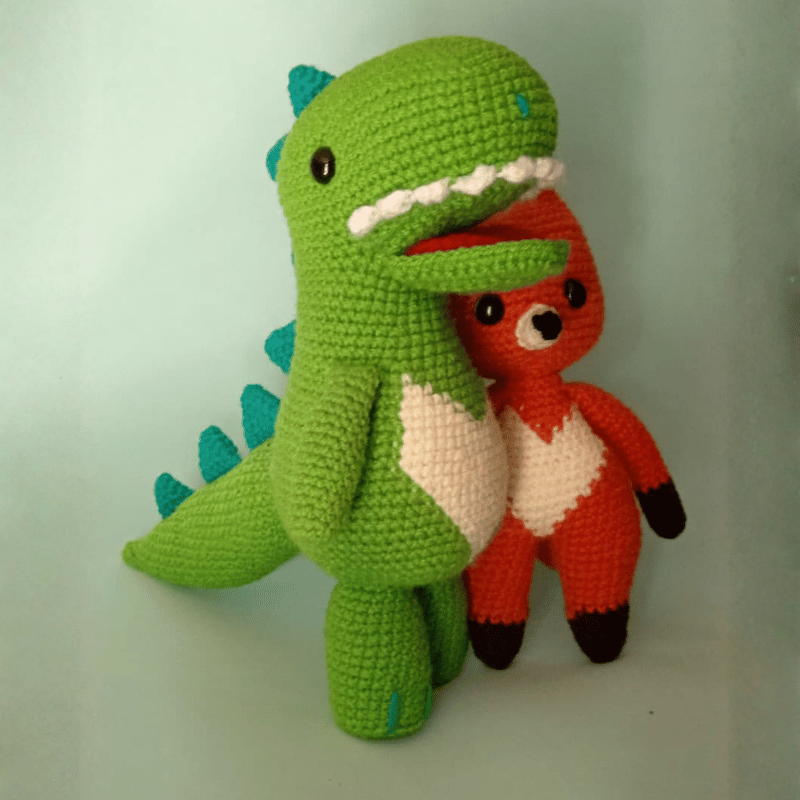 dino 2 Amigurumi Dino verde
